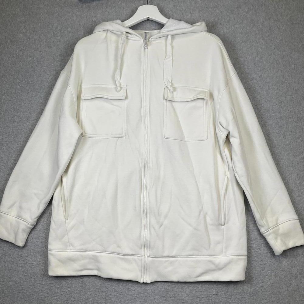 Fabletics Women's Size Medium White Full Zip Hoodie Sweatshirt Athleisure